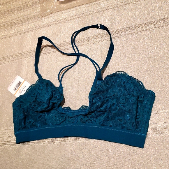 Free People NEW 'All For You' Lace Bralette TEAL Convertibile BRA NWT Women's S - Picture 7 of 12